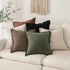 MIULEE Linen Fringe Decorative Fall Throw Pillow Covers Late Autumn 18x18 | Set - Image 11
