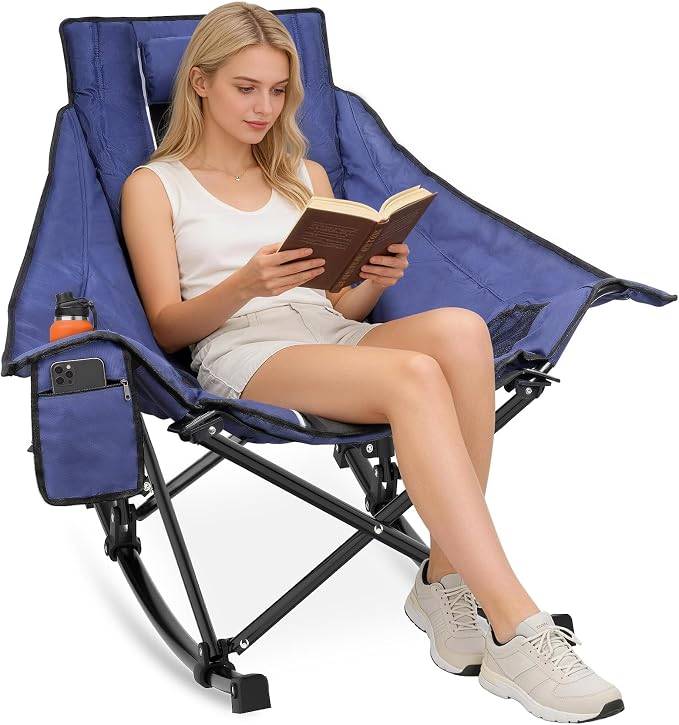Suteck Oversized Rocking Camping Chair, Thick Padded Folding Rocking Chair by Suteck