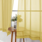 Yellow Sheer Curtains 54 Inch Length 2 Panels, Light Filtering Voile Curtain - Image 8