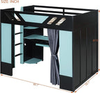 Full Size Wood Loft Bed with Built-in Workstation, Smart Storage, RGB Lighting - Image 2