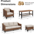 6-Piece Patio Conversation Sets, Outdoor Sectional Sofa - Image 3