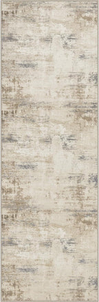 2.6x8 Washable Runner Rug：Modern Abstract Soft Carpet Beige Brown | by FXRHLP