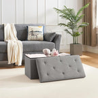 VECELO 30'' Folding Storage Ottoman Bench, Storage Chest, Linen Fabric Foot - Image 2