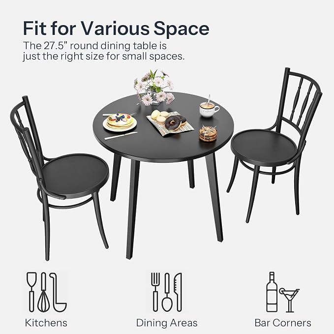 HOOBRO Bamboo Dining Table, Round Dining Table - Image 4