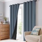 SimpleHome Stone Blue 100% Blackout Curtains Room Darkening Living Room 96L | - Image 8