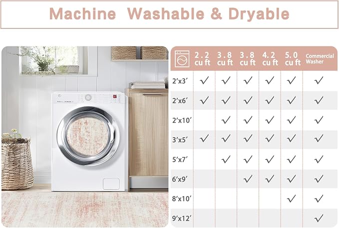Pink Washable Rugs 5x7 Area Rugs - Image 9
