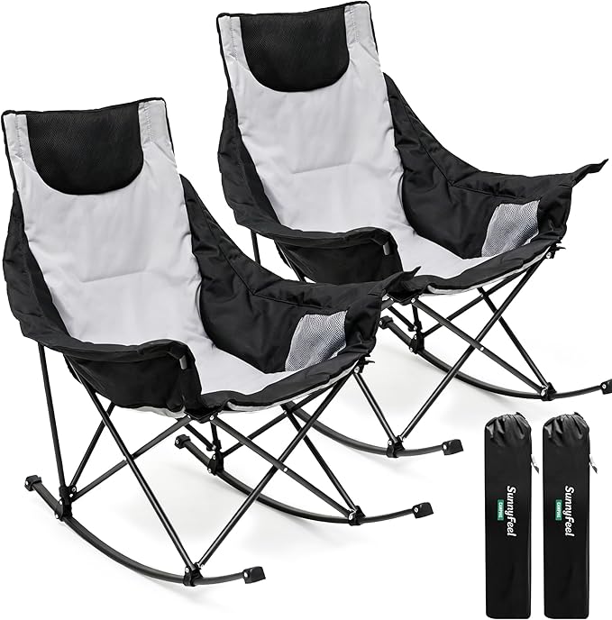 SUNNYFEEL Oversized Rocking Camping Chair 2 Pack, Fully Padded Patio Chair by SunnyFeelCamping