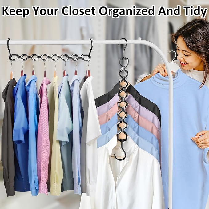 Space Saving Hangers for Clothes 6 Pack, Sturdy Metal Hangers Heavy Duty Magic - Image 6