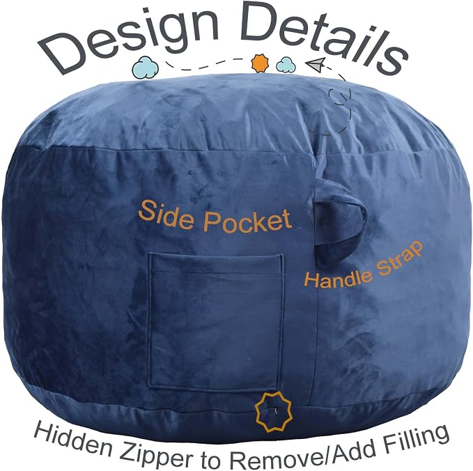 Bean Bag Chairs, Memory Foam Stuffing Bean Bag Chair - Image 3