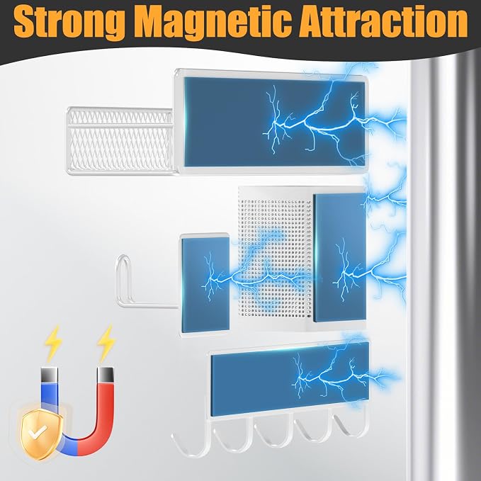 Magnetic Spice Rack for Refrigerator, 10 Pack Metal Magnetic Shelf, Moveable - Image 3