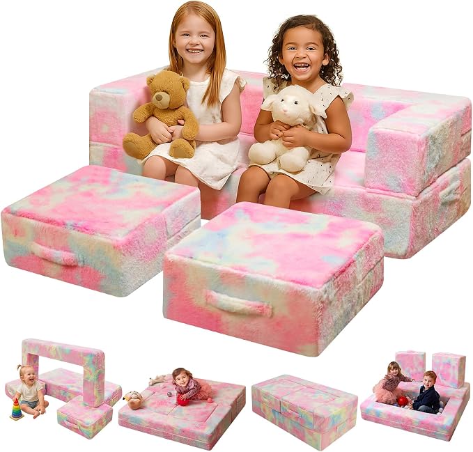 Cvortll Modular Kids and Toddler Play Couch, Convertible Folding Sofa, 3-in-1 by Cvortll