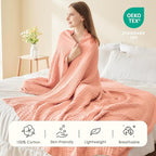 EMME Muslin Blankets for Adults Throw Blanket for Couch Breathable Gauze Soft - Image 3