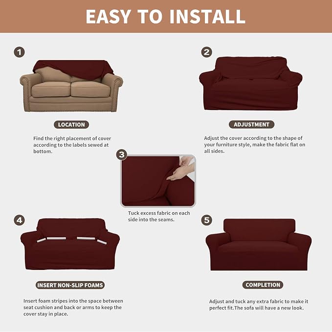 Easy-Going 100% Waterproof Chair Couch Cover, Stretch Jacquard Sofa Cover | - Image 5
