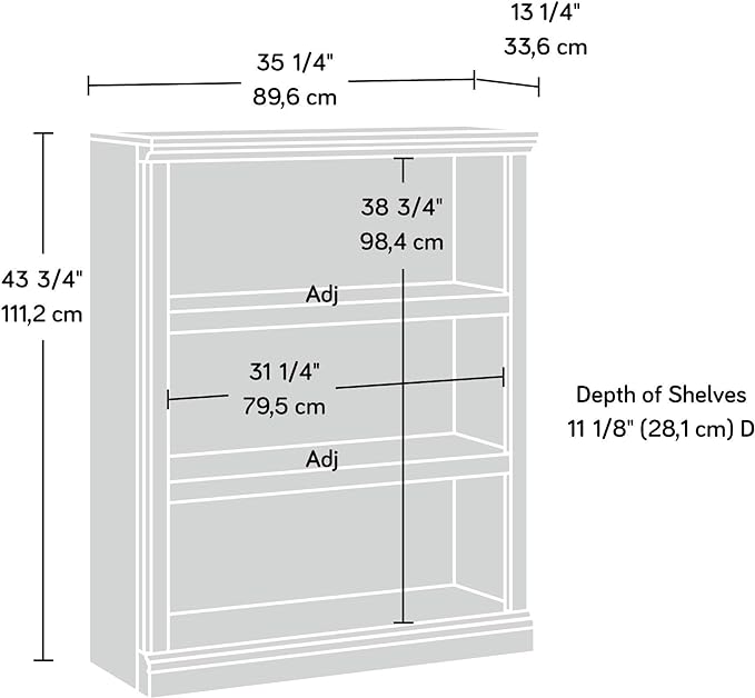 Sauder Miscellaneous Storage 3-Shelf Bookcase/ Book shelf, Jamocha Wood finish - Image 3