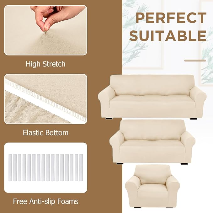 Peryiter 3 Pcs Couch and Loveseat Covers Set Sofa Cover - Image 4
