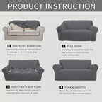 Easy-Going Stretch Oversized Loveseat Couch Covers Washable Grey | 1-Piece - Image 6