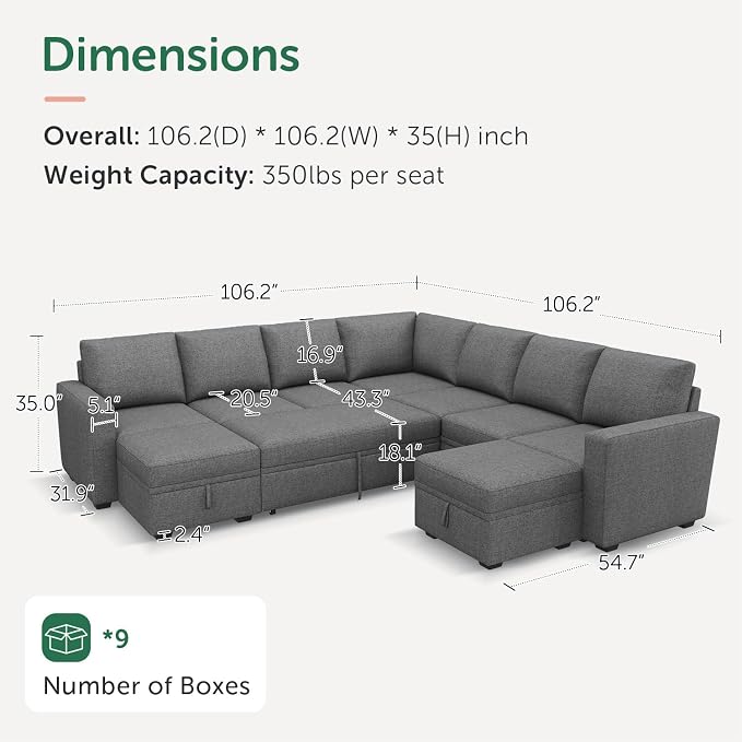 HONBAY Modular Sectional Sleeper Sofa - Image 2