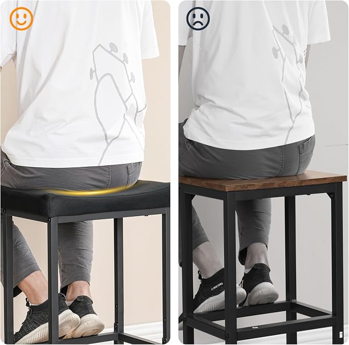 HOOBRO Bar Stools, Counter Height Stools, Saddle Barstools, 24.8 Inches - Image 6