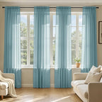 MIULEE Dusty Blue Sheer Curtains 108 Inches Long 4 Panels 42 x 108 Inches | by MIULEE