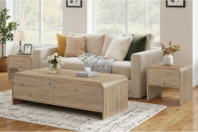 New Classic Furniture Mara 3-Piece Wood Coffee Table & 2 End Tables Set - Image 2