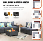 JOYURE 8 Pieces Patio Furniture Set All-Weather Outdoor Wicker Sectional - Image 6