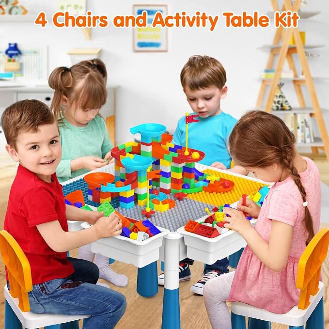 arscniek Toddlers Activity Table 7 in 1 Kids Activity Tables and 4 Chairs - Image 2