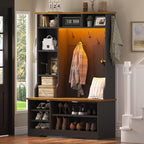 CSZZD Hall Tree with Bench and Shoe Storage, Entryway Bench with Coat Racks and - Image 9