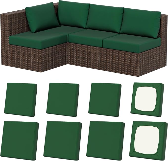 8Pcs Outdoor Cushion Covers, Stretch Patio Furniture Couch Chair Slipcovers | by VORSHAPE
