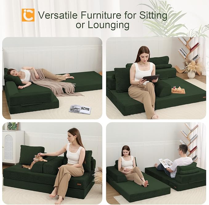 COMAX Futon Sofa Bed, Convertible Folding Sofa Bed, Boneless Couch Loveseat - Image 6
