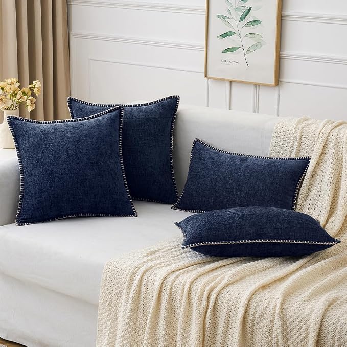 MIULEE Decorative Lumbar Throw Pillow Covers 12x20 Inch Navy Blue 2 Pack | - Image 5