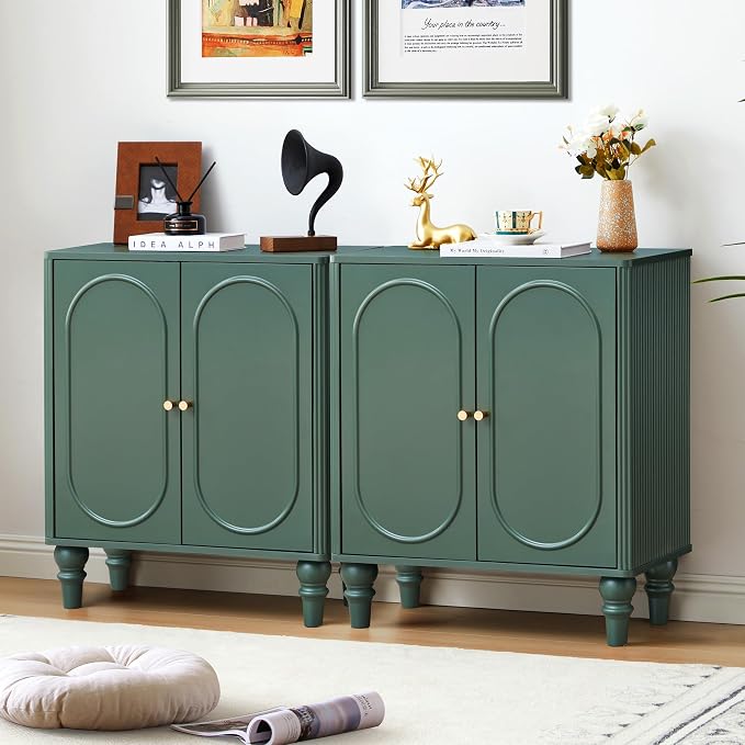 ORRD Fluted Storage Cabinet, Modern Credenza Wooden Accent Sideboard Buffet by ORRD