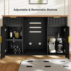Coffee Bar with Mini Fridge Space & Charging Station, Modern Fluted Mini Fridge - Image 9