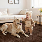 2x6 Fluffy Shag Area Rugs for Living Room Bedroom: Soft Plush Carpet Brown | - Image 3