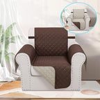 Reversible Recliner Chair Covers, Chocolate/Beige | Chair Covers - Image 2
