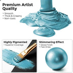 Nicpro Metallic Ice Blue Acrylic Paint, 8.45oz/250ml Large Pearlescent Acrylic - Image 2