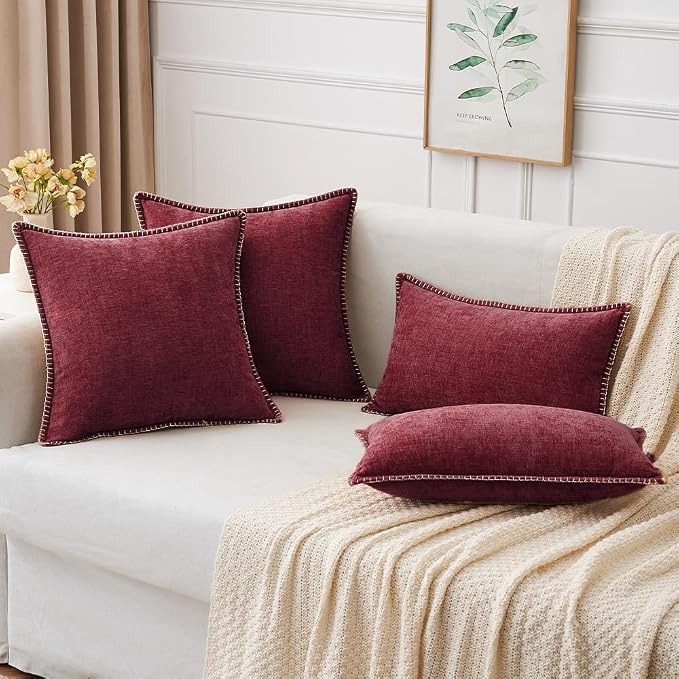 MIULEE Decorative Couch Throw Pillow Covers 18x18 Inch Burgundy Red 2 Pack | - Image 8