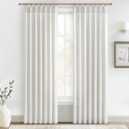 Custom 88 Inch Beige White Pinch Pleat Nursery Curtains 2 Panels Set, Light by PleatedDrapes