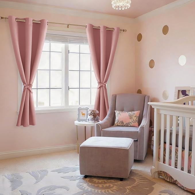 Room Darkening Curtains for Bedroom 2 Panels Dusty Rose 42x72 Inch | Noise - Image 6