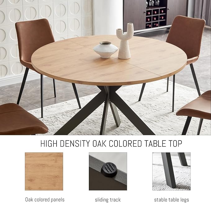 Zerifevni 46.4" Round Dining Table Set, Mid Century Modern Round Dining Table - Image 4