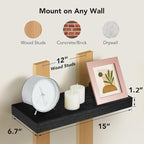 AMADA HOMEFURNISHING Floating Shelves Wall Mounted, 15 x 7 Inch Wall Shelves - Image 3