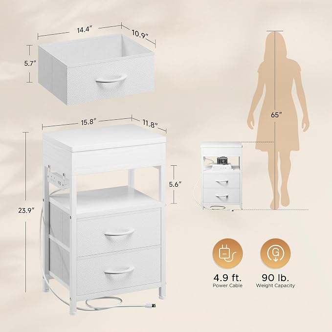 Nightstand Bedside Table Hidden Drawer - Image 2