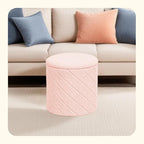 PINPLUS Ottoman with Stroage Round Boucle Ottoman and Tray Sherpa Removable - Image 6