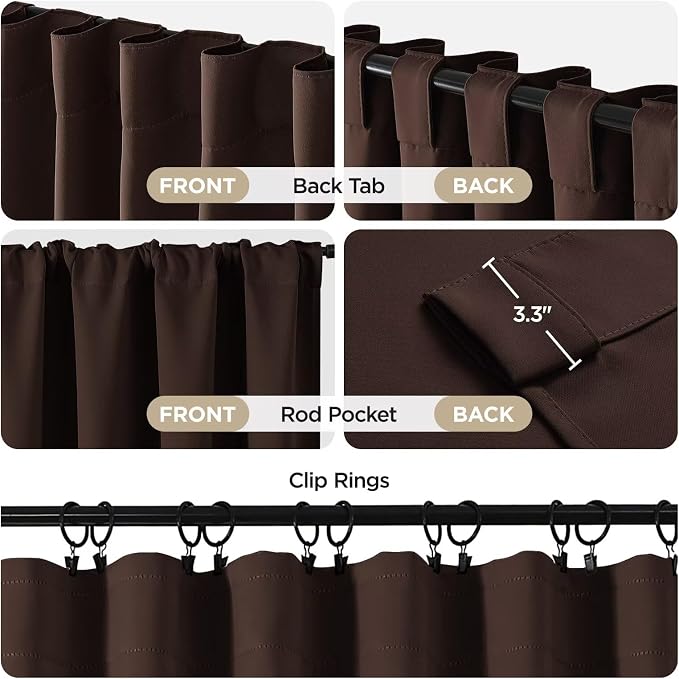 Joydeco Blackout Curtains 108 Inches Long, Thermal Insulated Black Out Curtains - Image 3