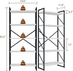 Shintenchi 5 Tiers Bookshelf, Classically Tall Bookcase Shelf, Industrial Book - Image 2