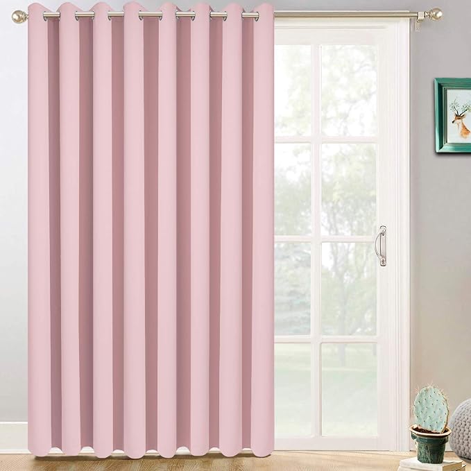Yakamok Pink Room Darkening Curtains 96 inch Sliding Door Drapes | 1 Extra-wide by Yakamok