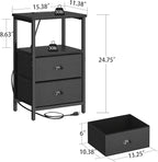sthmec Nightstand with Charging Station, LED Night Stand Set 2, Bedside Table - Image 3