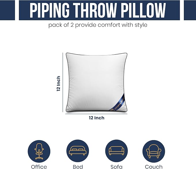 Utopia Bedding 12x12 Throw Pillow Inserts, Decorative Pillows, Plush & - Image 2