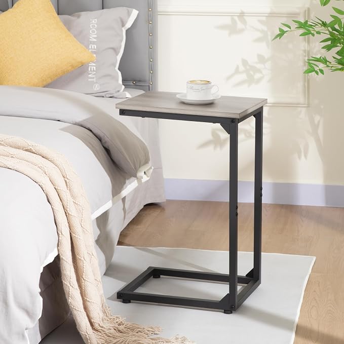 AMHANCIBLE C Shaped End Table, Slide Under Couch Table - Image 2