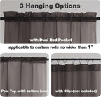 Chyhomenyc Sheer Curtains 63 Inch Length 2 Panels, Chocolate | Light Filtering - Image 2