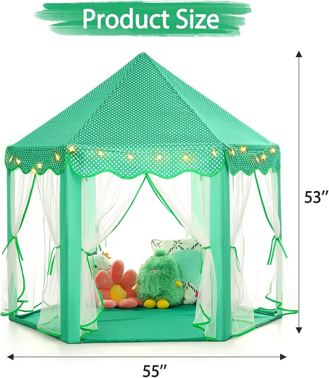 Monobeach Princess Tent Girls Green Large Playhouse Kids Castle Play Tent - Image 7